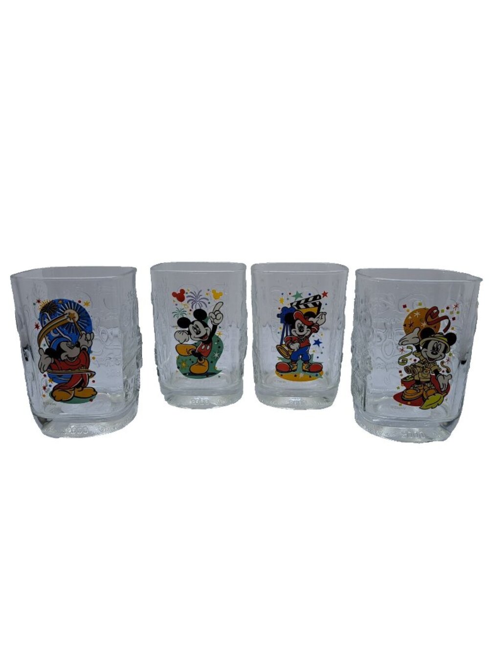 Walt Disney McDonalds 2000 All 4 Square Glasses Tumblers Complete Parks VTG